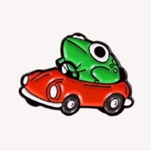 Frog Drives Red Car Enamel Pins 321